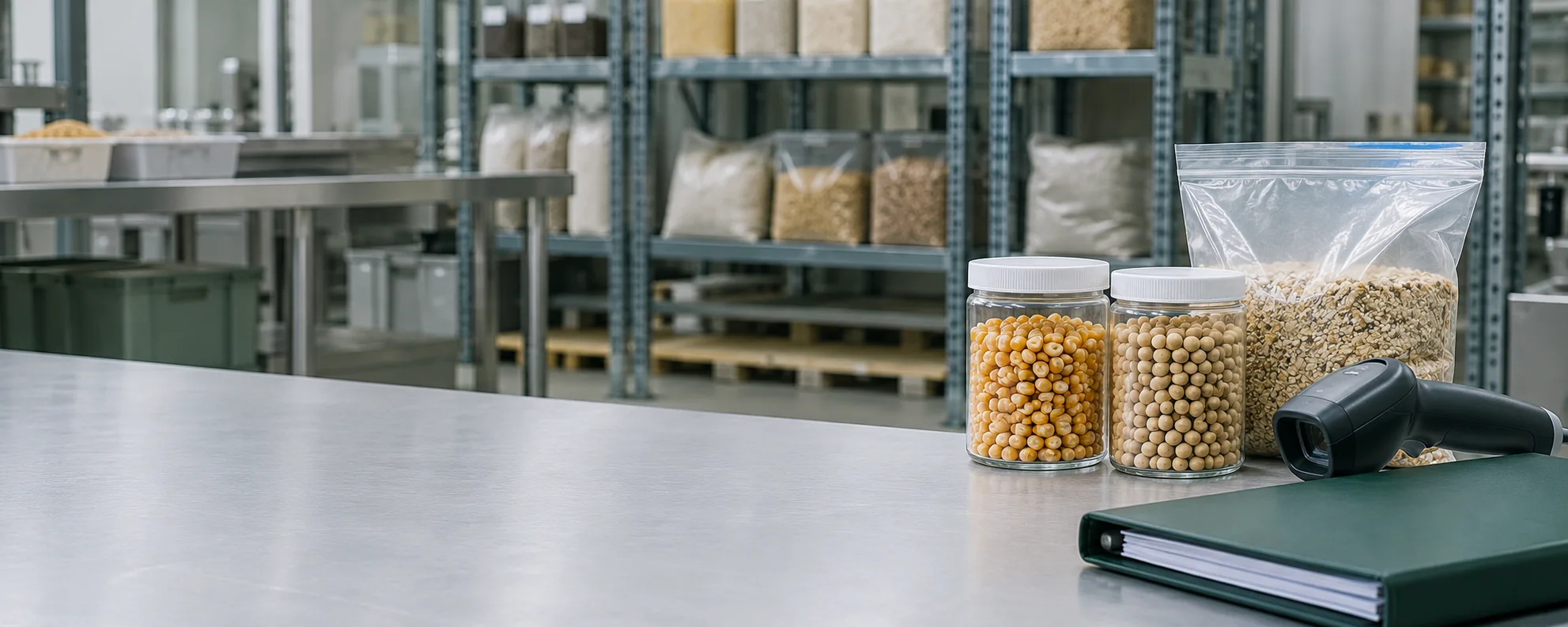 Ingredient samples, a scanner and records arranged for food-supply-chain traceability